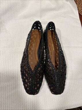 Margaux Black Leather The Woven Paz Flat—GORGEOUS!! New! Size 38–Comfortable!
